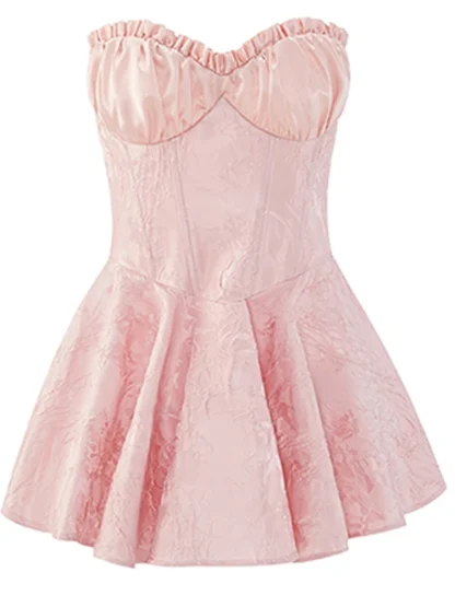 Strapless Corset Mini Pink Dresses - Image 7