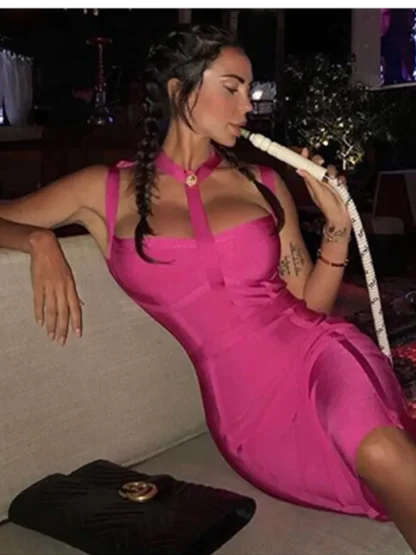 Sexy Bandage Pink Dresses - Image 4