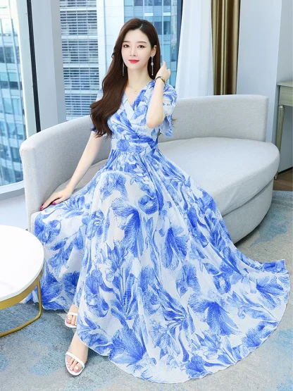 Flowy Elegant Floral Pink Dresses - Image 4