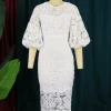 Lace Hollow Out Pink Dress - Image 3