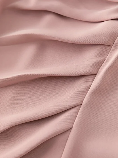 Square Neck Short Sleeve Pink Dress - Image 4