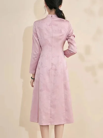 A-line Long Sleeve Pink Dress - Image 4