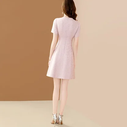 Short Sleeve A-line Pink Dress - Image 3