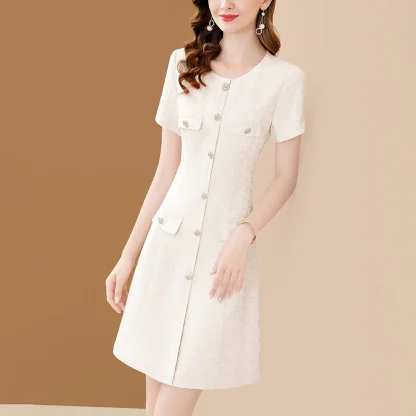 Short Sleeve A-line Pink Dress - Image 4