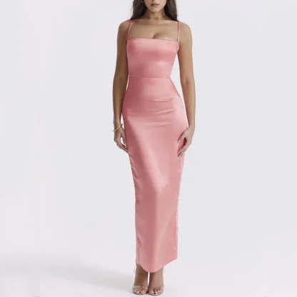 Spaghetti Strap Long Pink Dress - Image 3