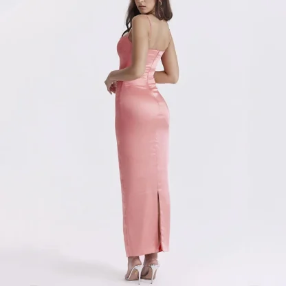 Spaghetti Strap Long Pink Dress - Image 4