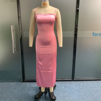Spaghetti Strap Long Pink Dress - Image 5