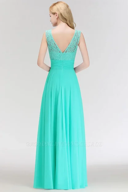 Lace Sleeveless Long Pink Dresses - Image 5