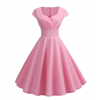 A-line Solid Midi Pink Dresses