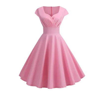 A-line Solid Midi Pink Dresses