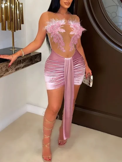 Sexy See-through Bodycon Pink Dress