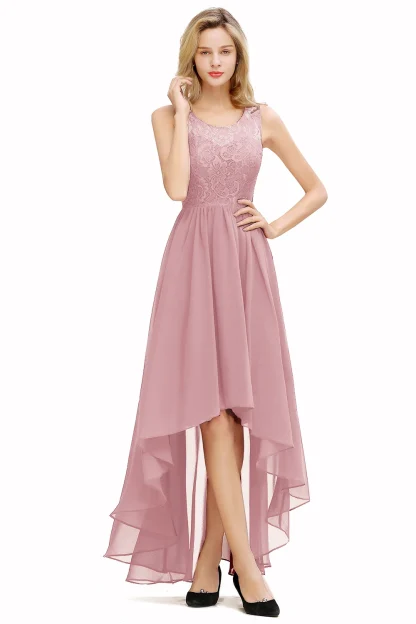 High Low Sleeveless Pink Dresses