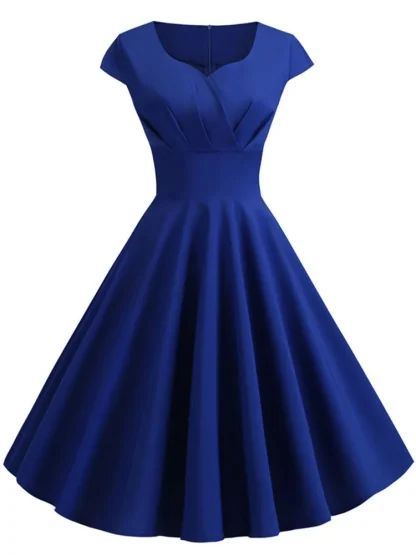 Solid A-line Midi Pink Dresses - Image 5