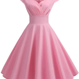 Solid A-line Midi Pink Dresses
