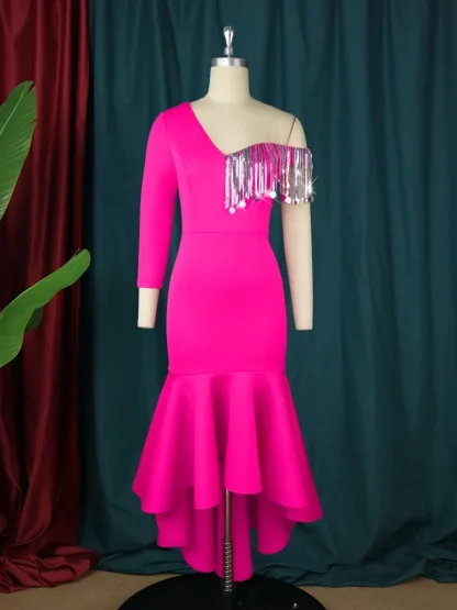 High Low Mermaid Pink Dress - Image 3