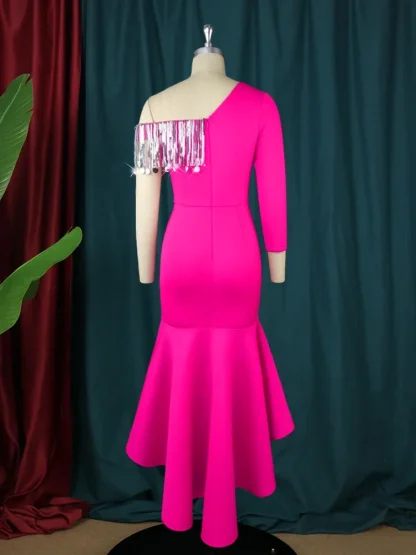 High Low Mermaid Pink Dress - Image 4