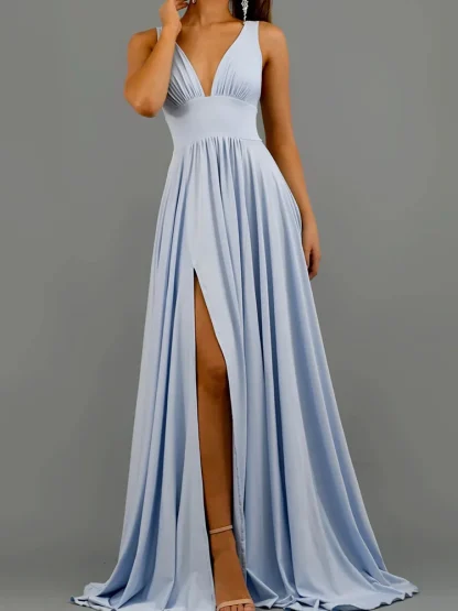 Elegant Flowy Long Pink Dress - Image 4