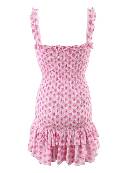 Smocked Bodice Ruffle Pink Dress - Image 7