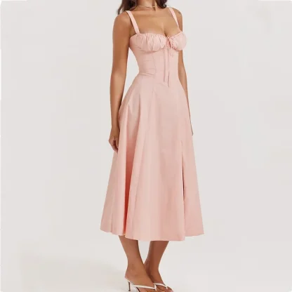 Lace-up Corset Pink Dress