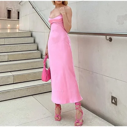 Backless Maxi Pink Dresses - Image 3