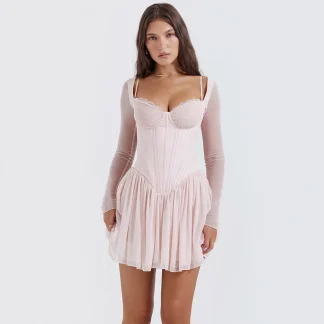 Elegant Corset Mini Pink Dress