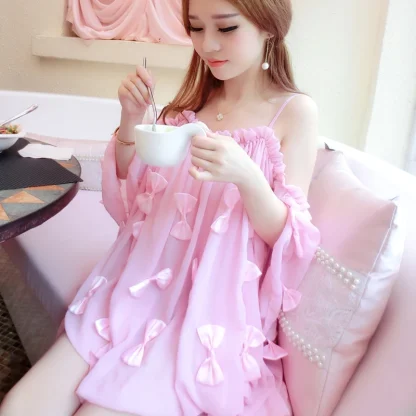 Cute Bow Mini Pink Dress - Image 2