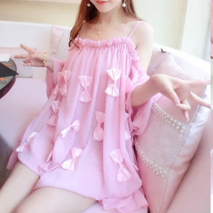 Cute Bow Mini Pink Dress - Image 3