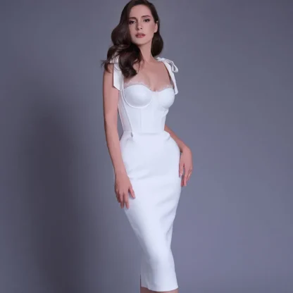 Elegant Tie Up Strap Pink Dress - Image 4
