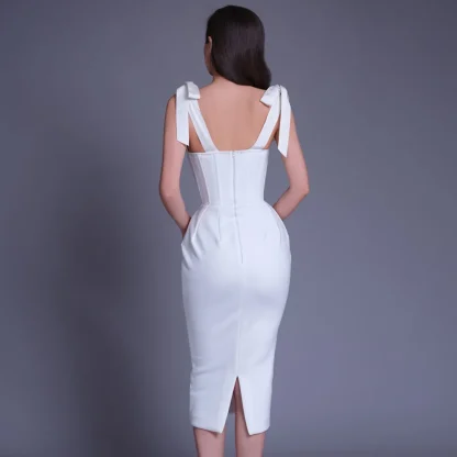 Elegant Tie Up Strap Pink Dress - Image 6