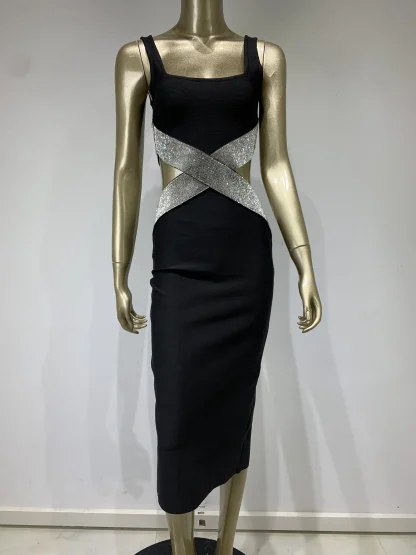 Square Neck Waist Cutout Pink Dress - Image 6