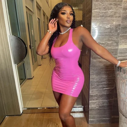 Sexy Bodycon Sleeveless Pink Dress - Image 2