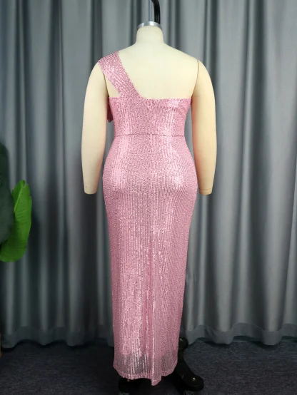 One-shoulder Bowknot Pink Dress - Image 4